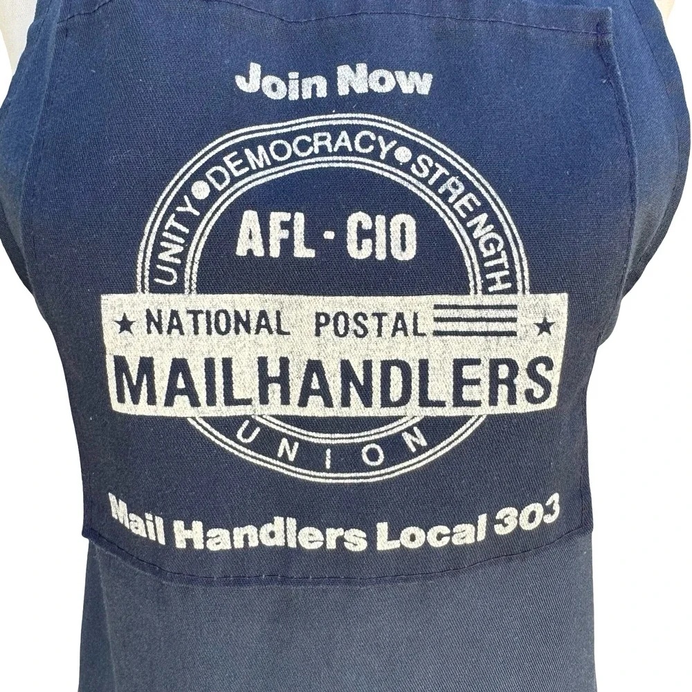 National Postal Mail Handlers Union Local 303 Navy Canvas Work Apron Pockets